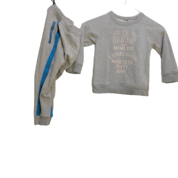 Gap Kids Girls Raglan Arch Logo 1969 Pullover Sweater & Pajama in Gray Size XS - Picture 1 of 6